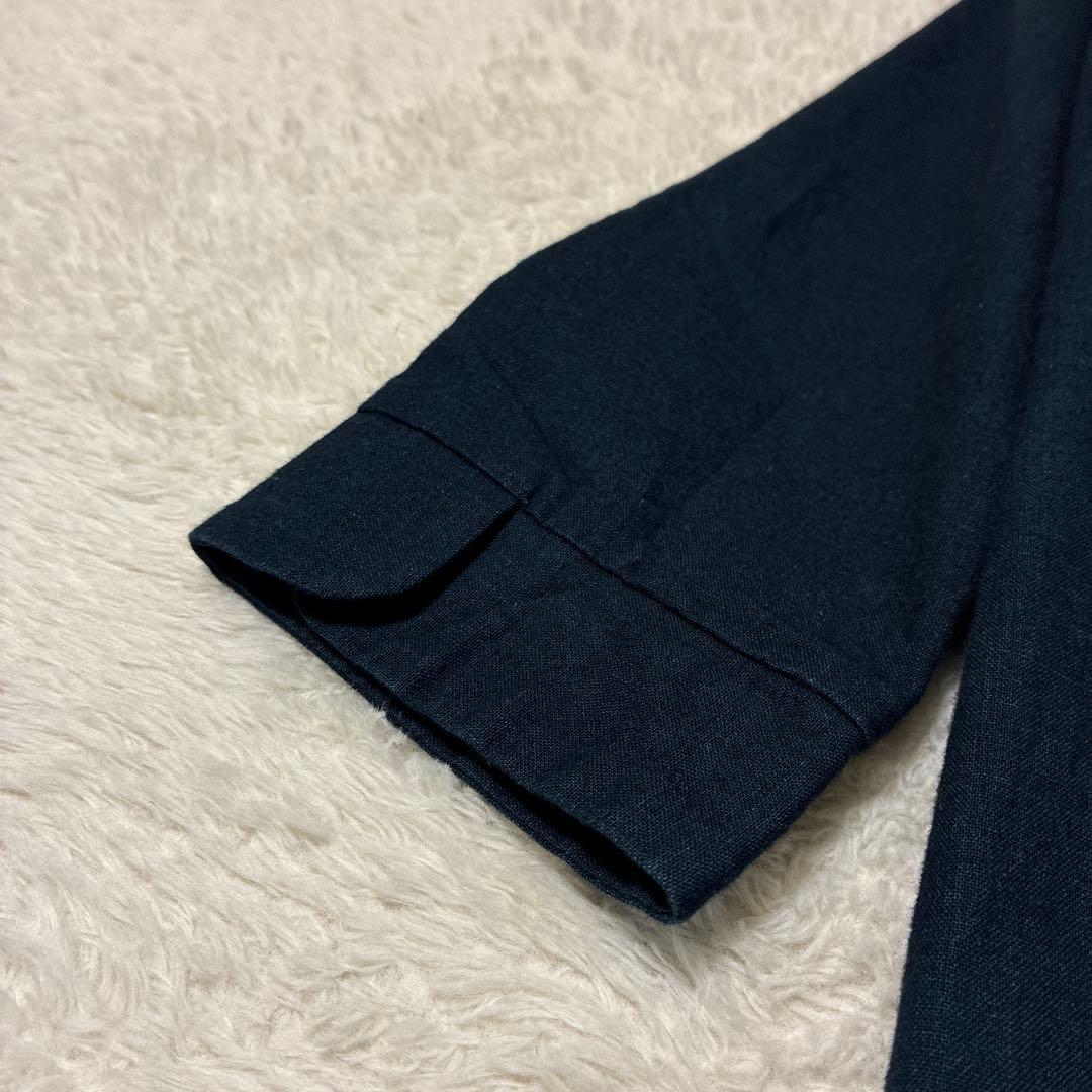 パラスパレス　インディゴ　ノーカラーコート　ロング　ゆったり　シェルボタン