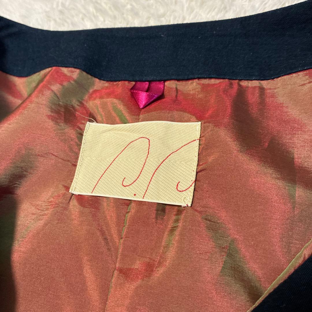 パラスパレス　インディゴ　ノーカラーコート　ロング　ゆったり　シェルボタン