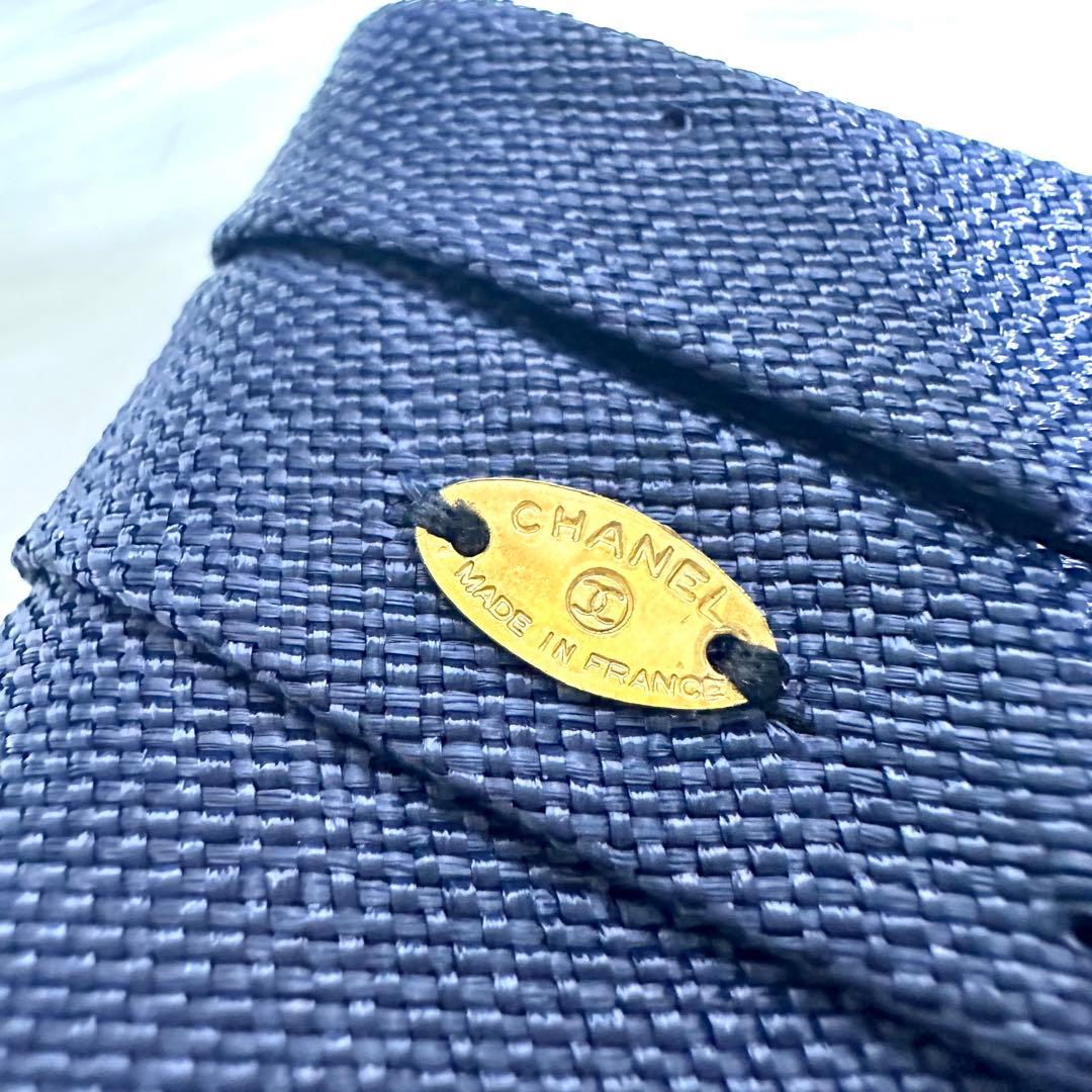 シャネル カメリア リボン バレッタ ヘアアクセサリー ネイビー ホワイト 箱