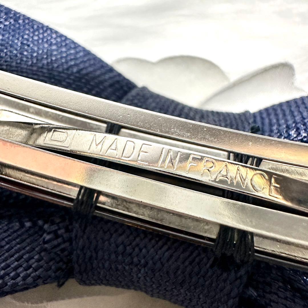 シャネル カメリア リボン バレッタ ヘアアクセサリー ネイビー ホワイト 箱