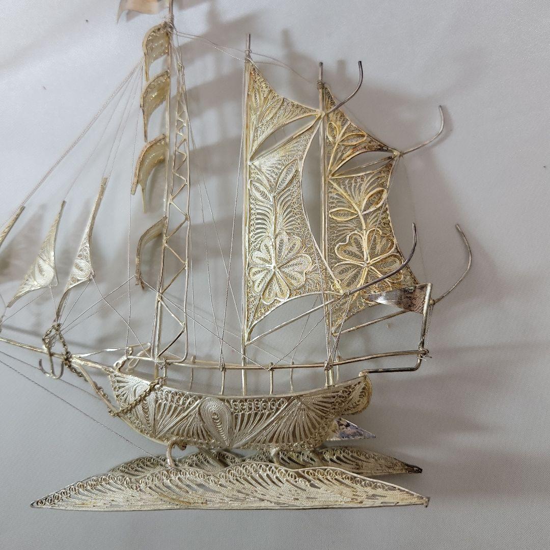 《伝統工芸品》銀線細工　帆船