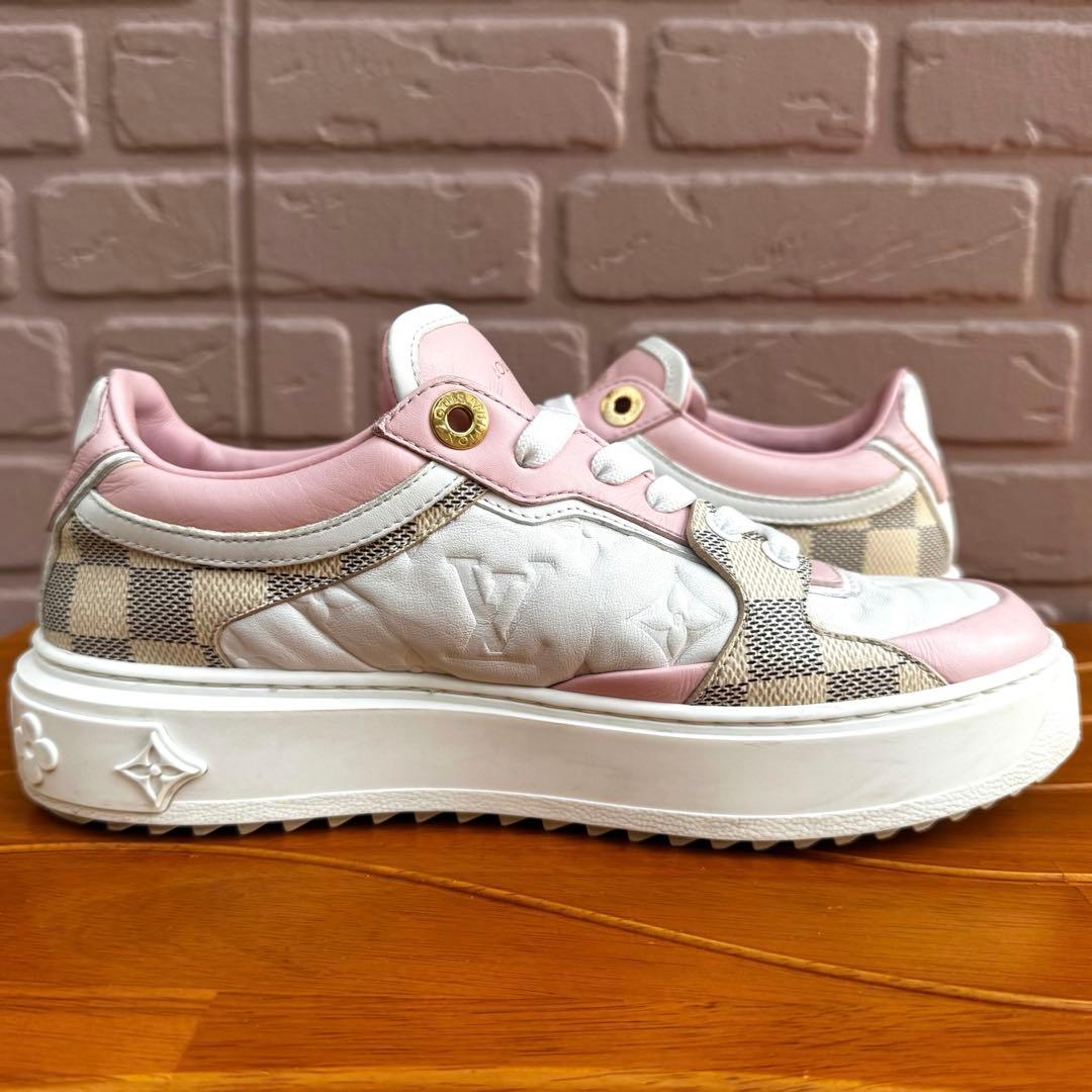 【美品】ルイヴィトン タイムアウトライン モノグラム×ダミエ レザースニーカー