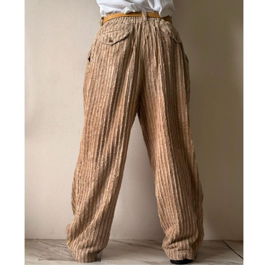 \"極太畝\" 00s ベージュ コーデュロイ 極太 バギー コーズ ワイドパンツ
