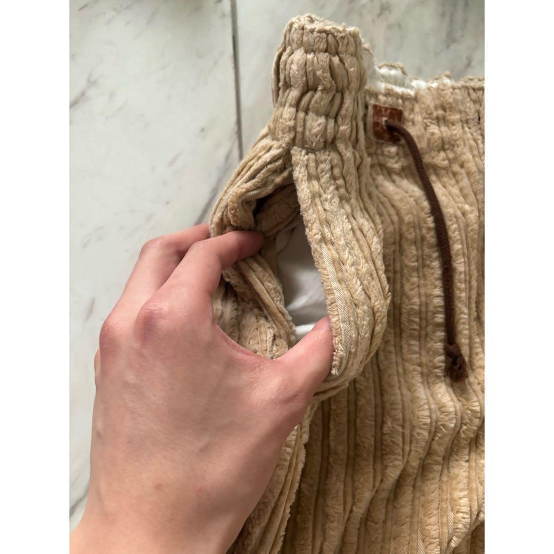 \"極太畝\" 00s ベージュ コーデュロイ 極太 バギー コーズ ワイドパンツ