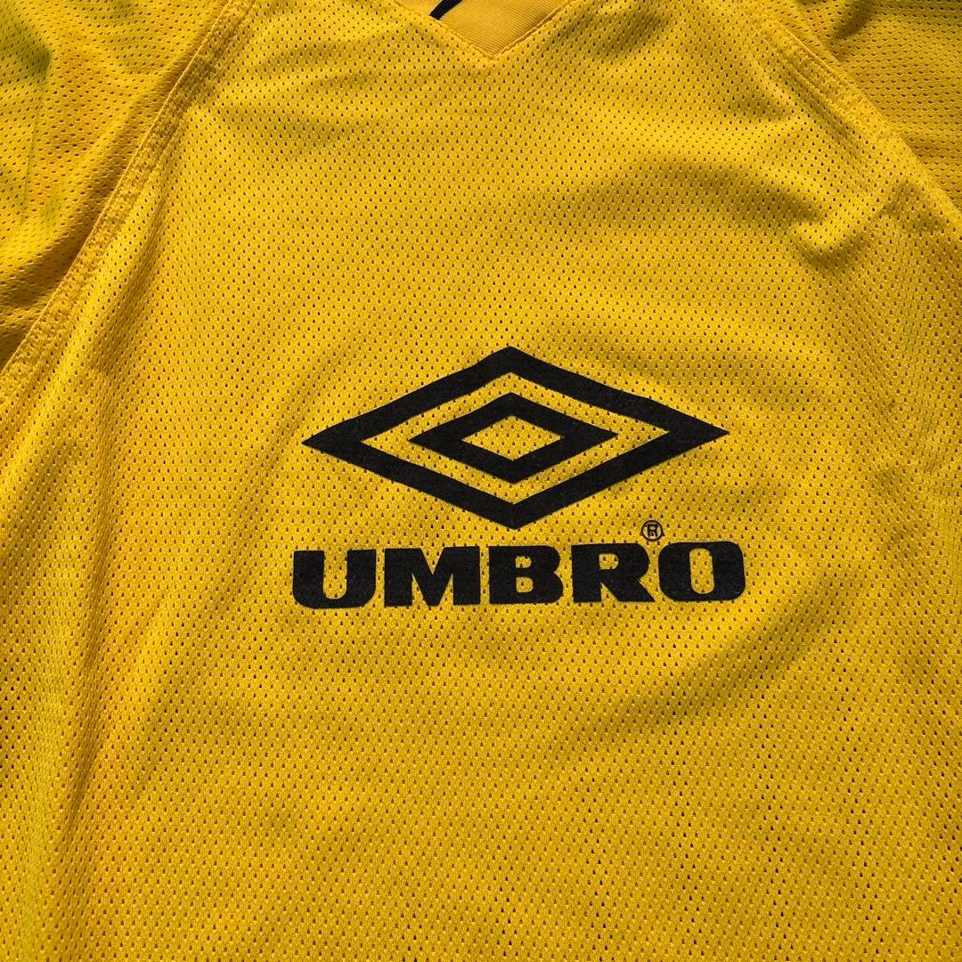 ★8SM2 UMBRO メッシュ　Tシャツ　ゲームシャツ　イエロー　L 古着