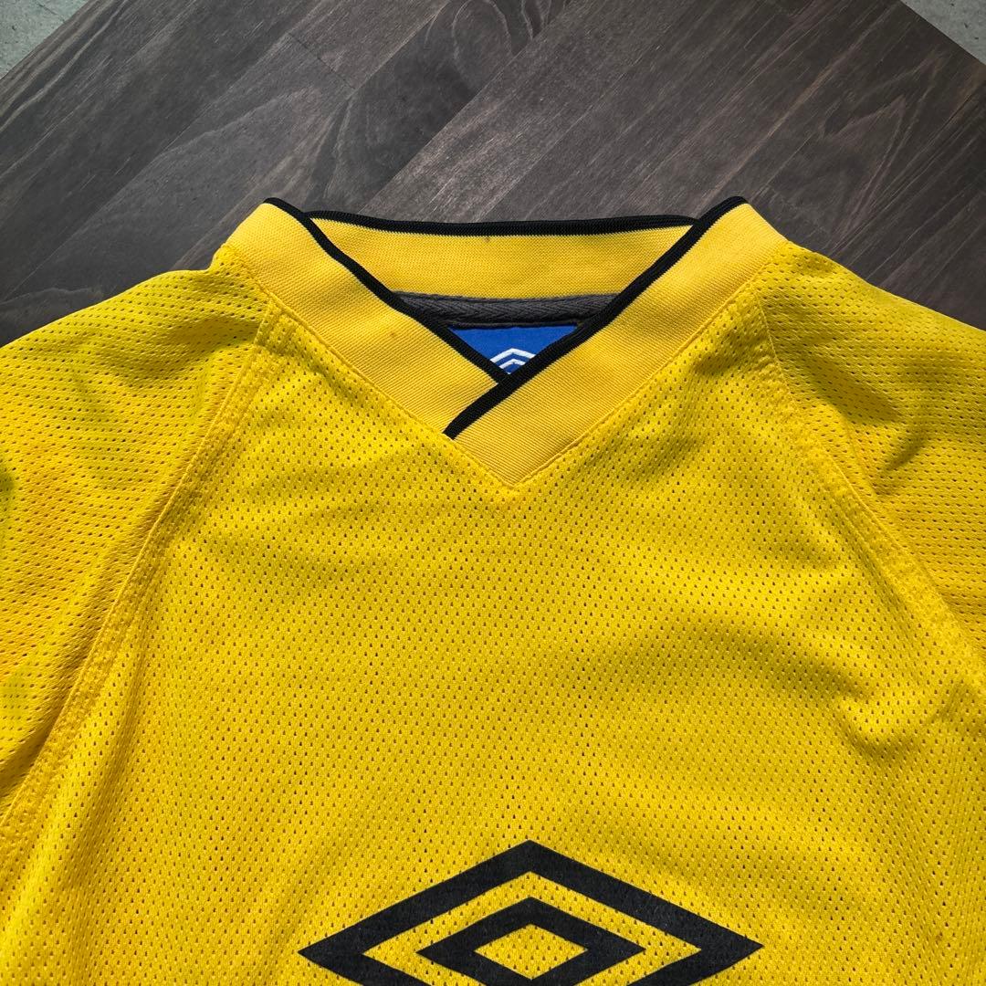 ★8SM2 UMBRO メッシュ　Tシャツ　ゲームシャツ　イエロー　L 古着