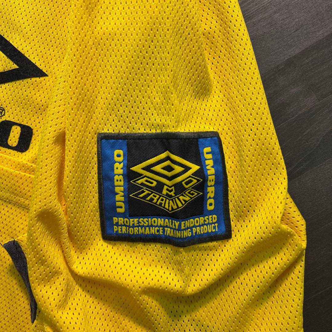 ★8SM2 UMBRO メッシュ　Tシャツ　ゲームシャツ　イエロー　L 古着