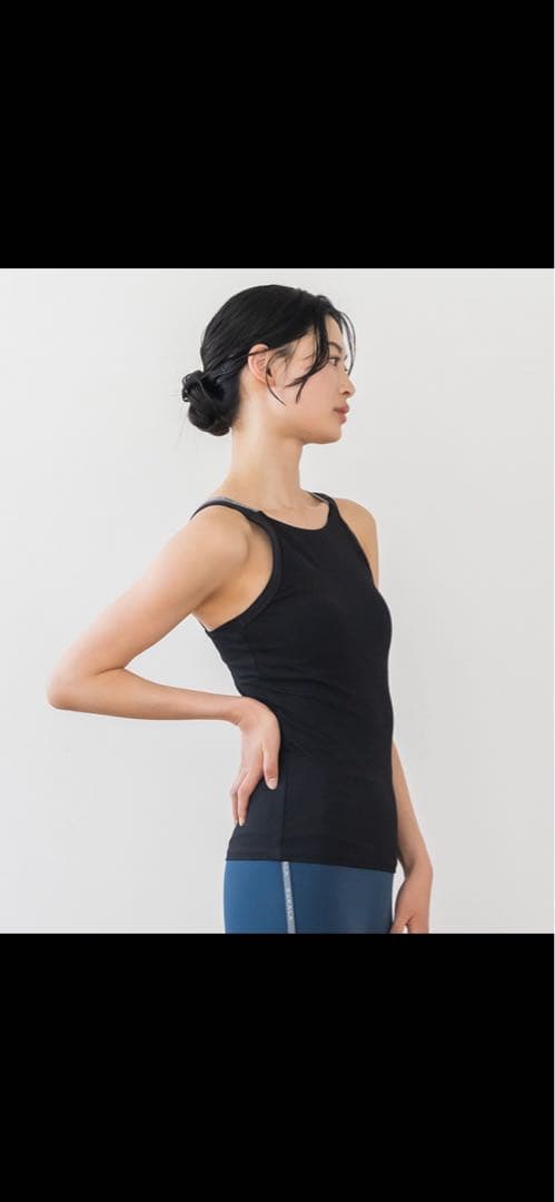 新作 【SUKALA】ダブルストラップリブロゴタンクトップ ブラック M