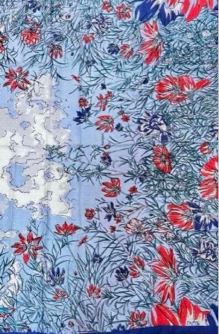 新品未使用 manipuriポンポンフラワーウールシルクストール