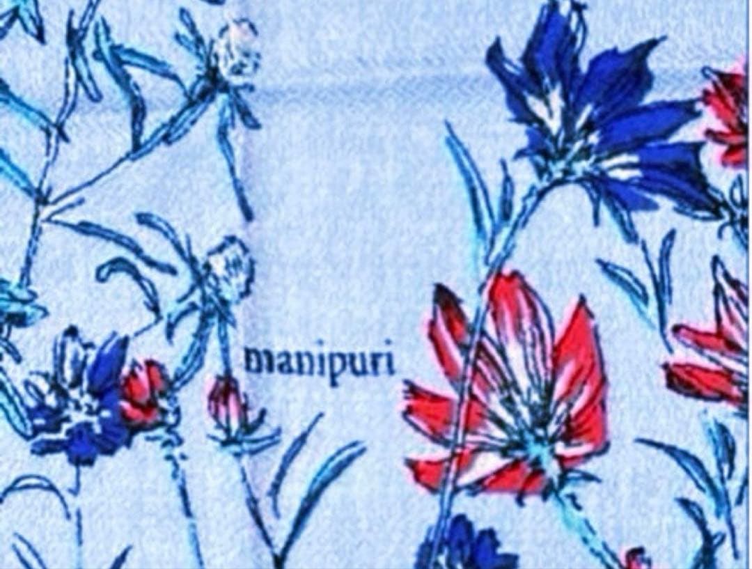 新品未使用 manipuriポンポンフラワーウールシルクストール