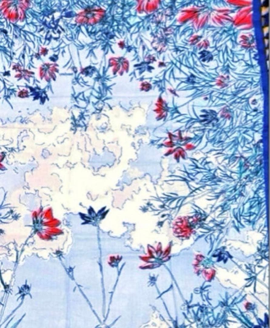 新品未使用 manipuriポンポンフラワーウールシルクストール