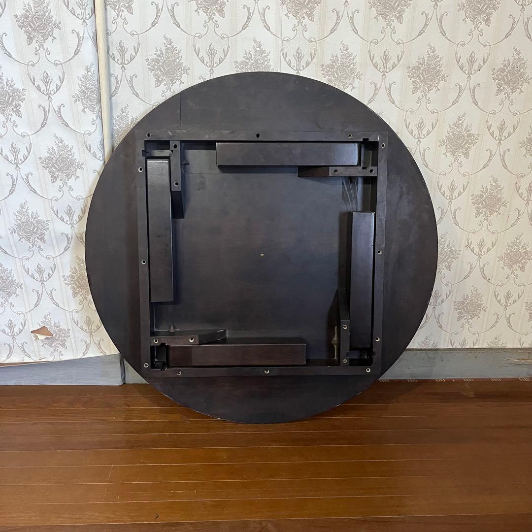 【アンティーク】木製 折り畳み式円卓 ちゃぶ台 座卓 センターテーブル 古家具