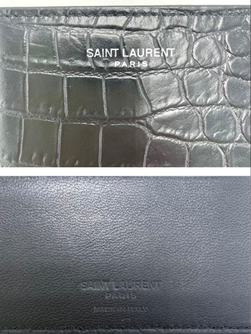 【超美品】SAINTLAURENT サンローラン マネークリップ クロコ型押し