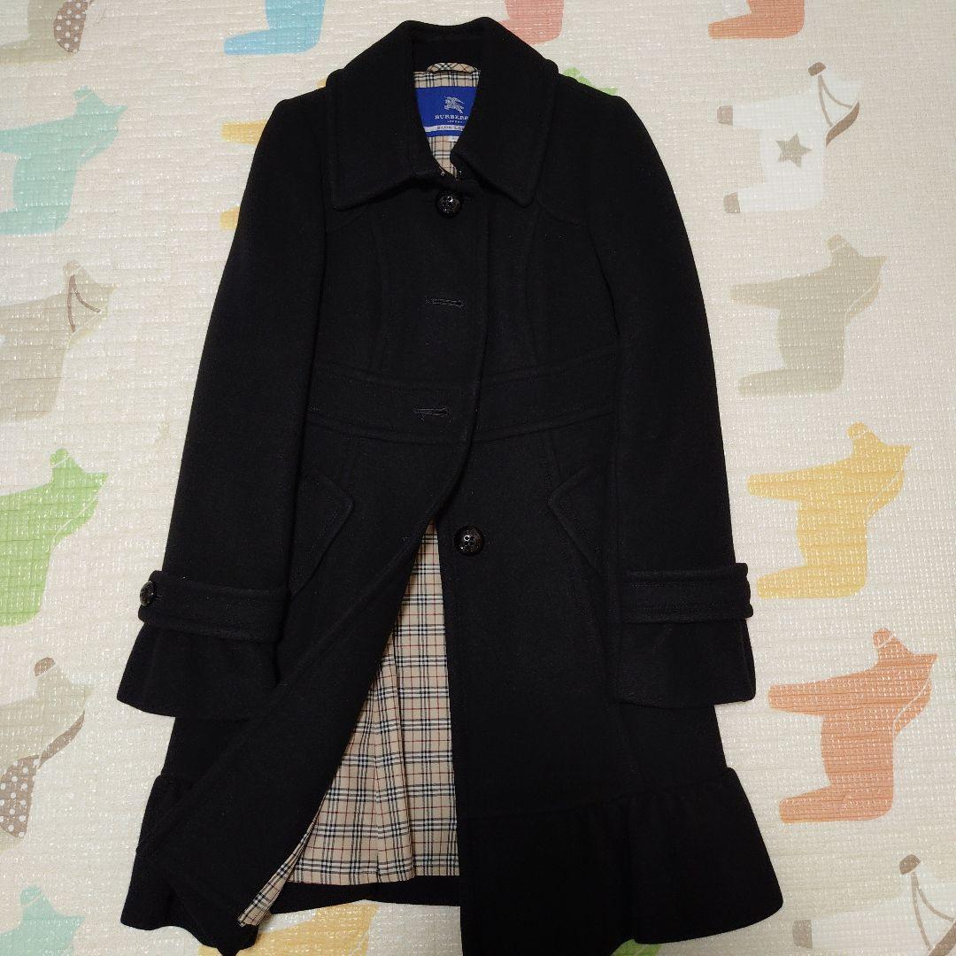 バーバリーブルーレーベル　黒ロングコート38