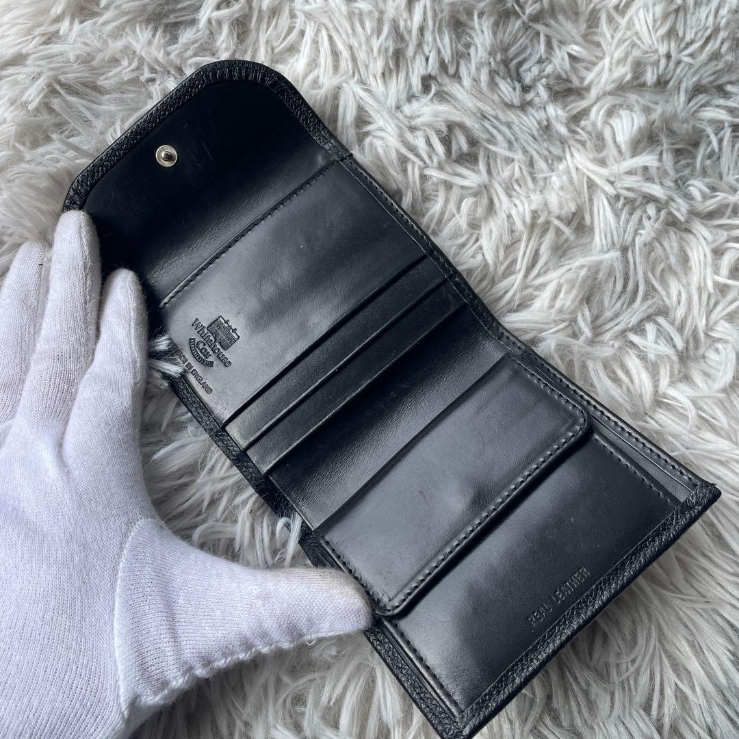 【美品】ホワイトハウスコックス 三つ折り 財布 ブラック