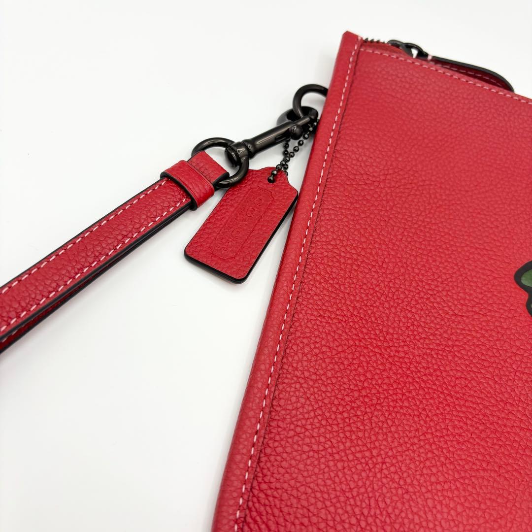 【COACH☆新品】チャーター ポーチ・レキシー☆レッド☆恐竜☆レザー☆