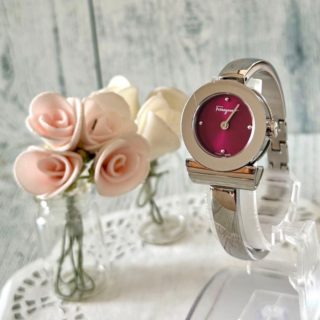 【希少】Ferragamo フェラガモ 腕時計 ガンチーニ FQ5 ボルドー調