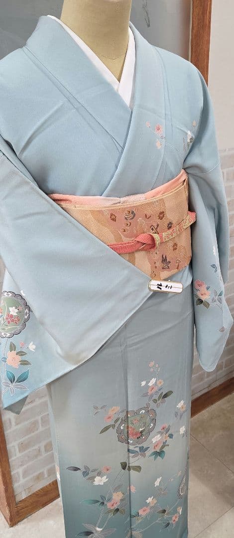 作家物訪問着4点フルセット、着物、袋帯、帯締め、帯揚げ