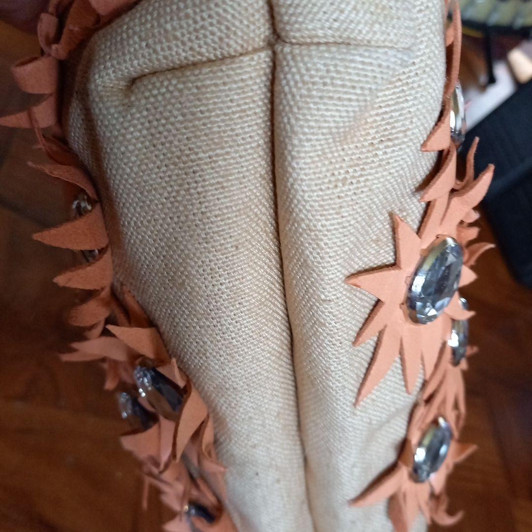 ソニアリキエル　オレンジクリスタル装飾パーティーバッグ　35×18×8cm