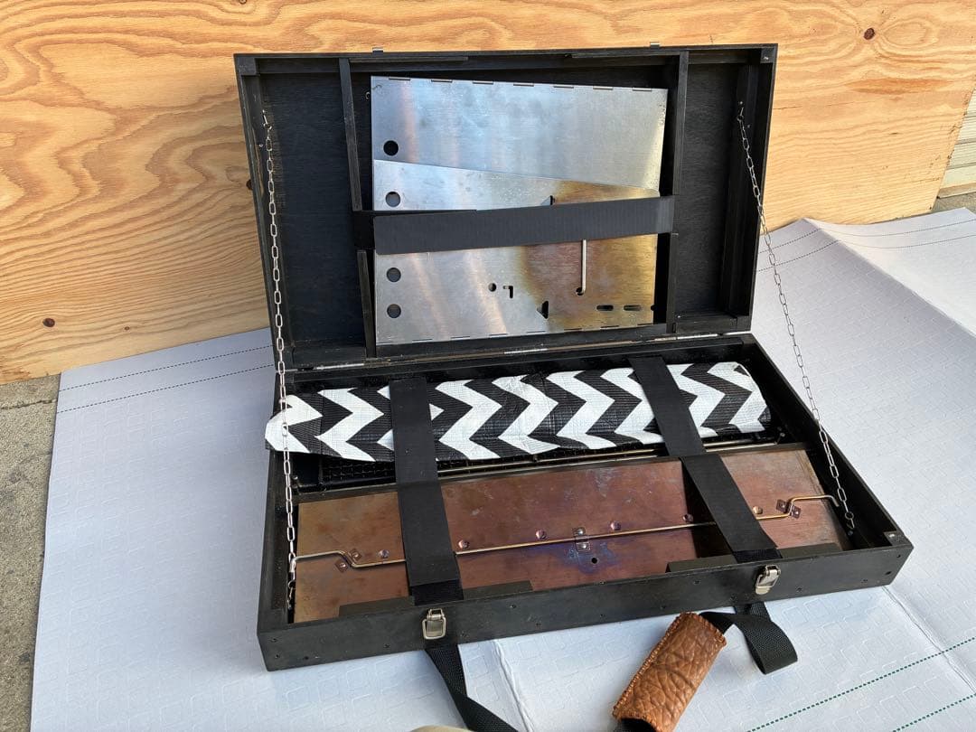 ユニフレーム 薪グリルラージ 、ブリッジ、ハンドメイド車載ケース付き