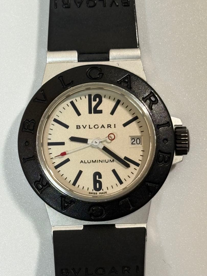 【美品】ブルガリ アルミニウムAL29A アルミラバー レディース腕時計