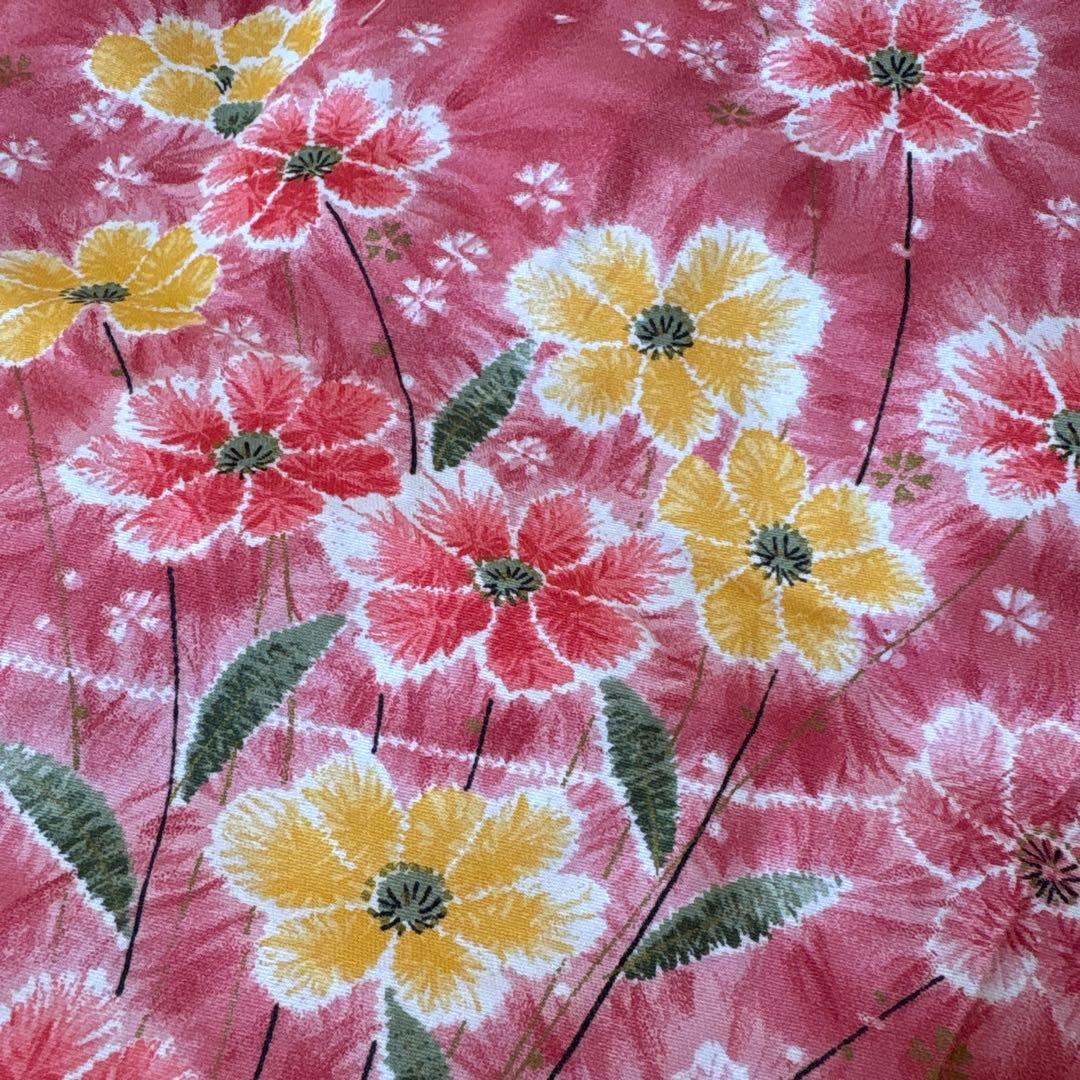 綿組布団　掛け・敷き布団セット（ピンク系）和風レトロ