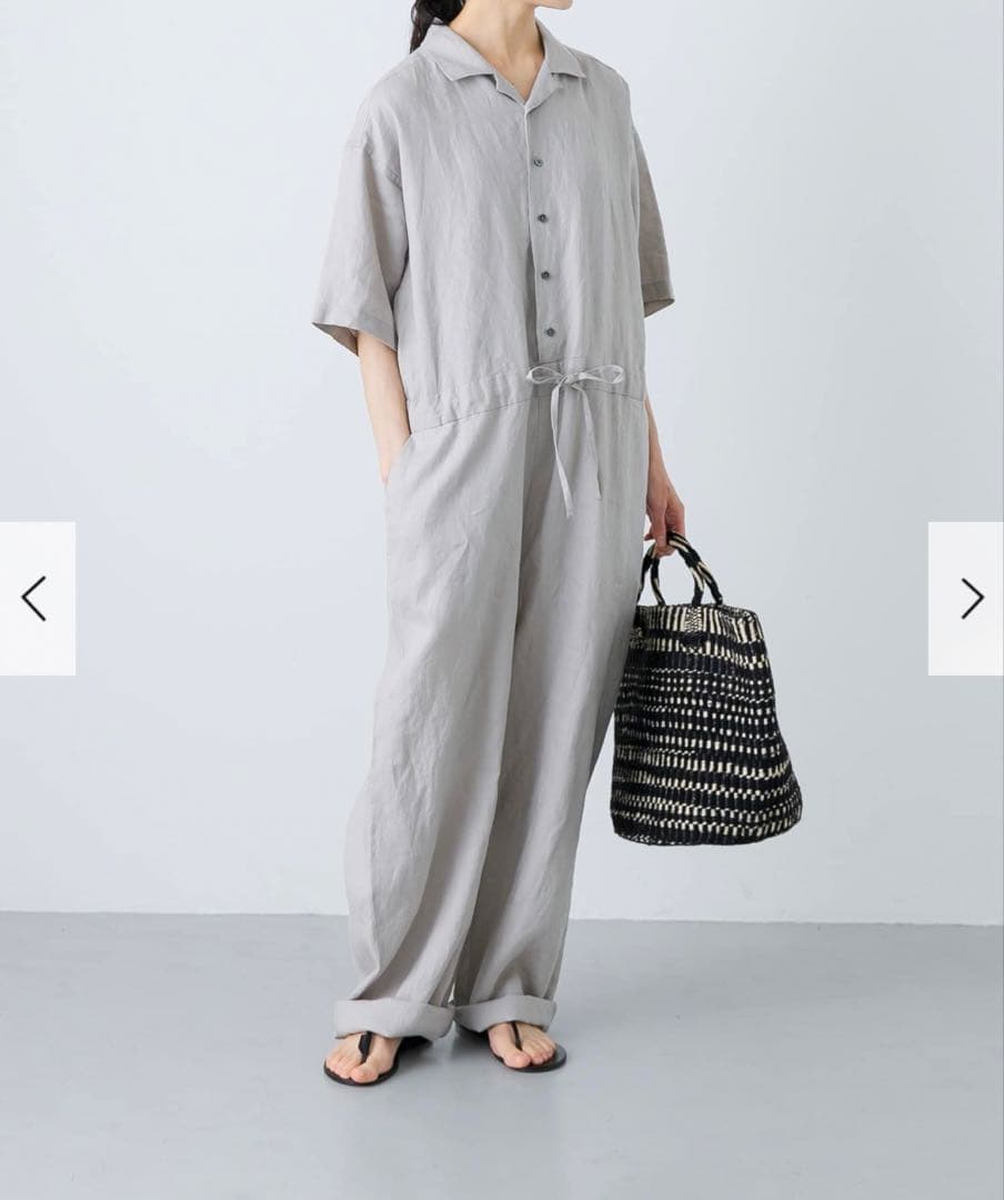 【新品】かぐれ リネンハーフスリーブオールインワン/ GREGE