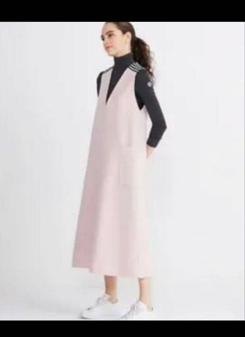 美品 ボーダーズアットバルコニー ウールヘリンボーンドレス ピンク 36