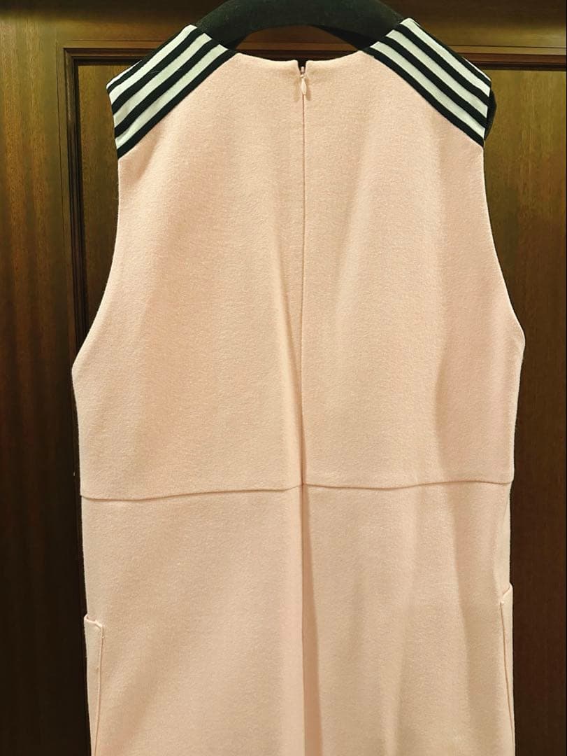 美品 ボーダーズアットバルコニー ウールヘリンボーンドレス ピンク 36