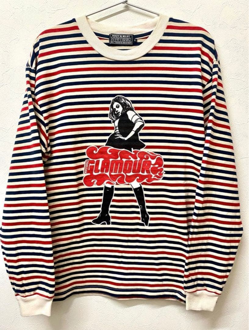 ヒステリックグラマー VIXEN GIRLボーダー長袖Tシャツ Sサイズ
