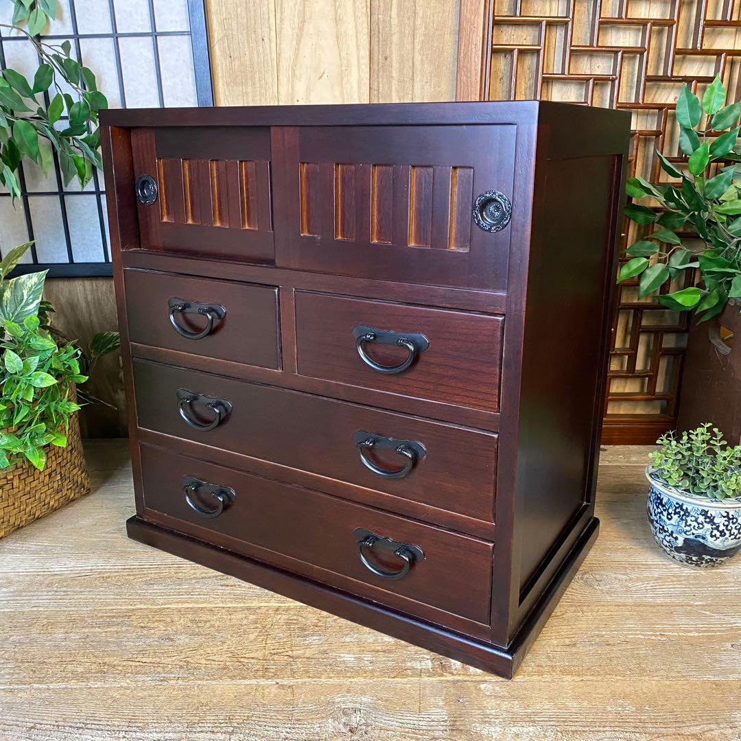 大幅値下げセール中！民芸家具桐無垢多引き出しチェスト二点セット木製多収納飾り棚