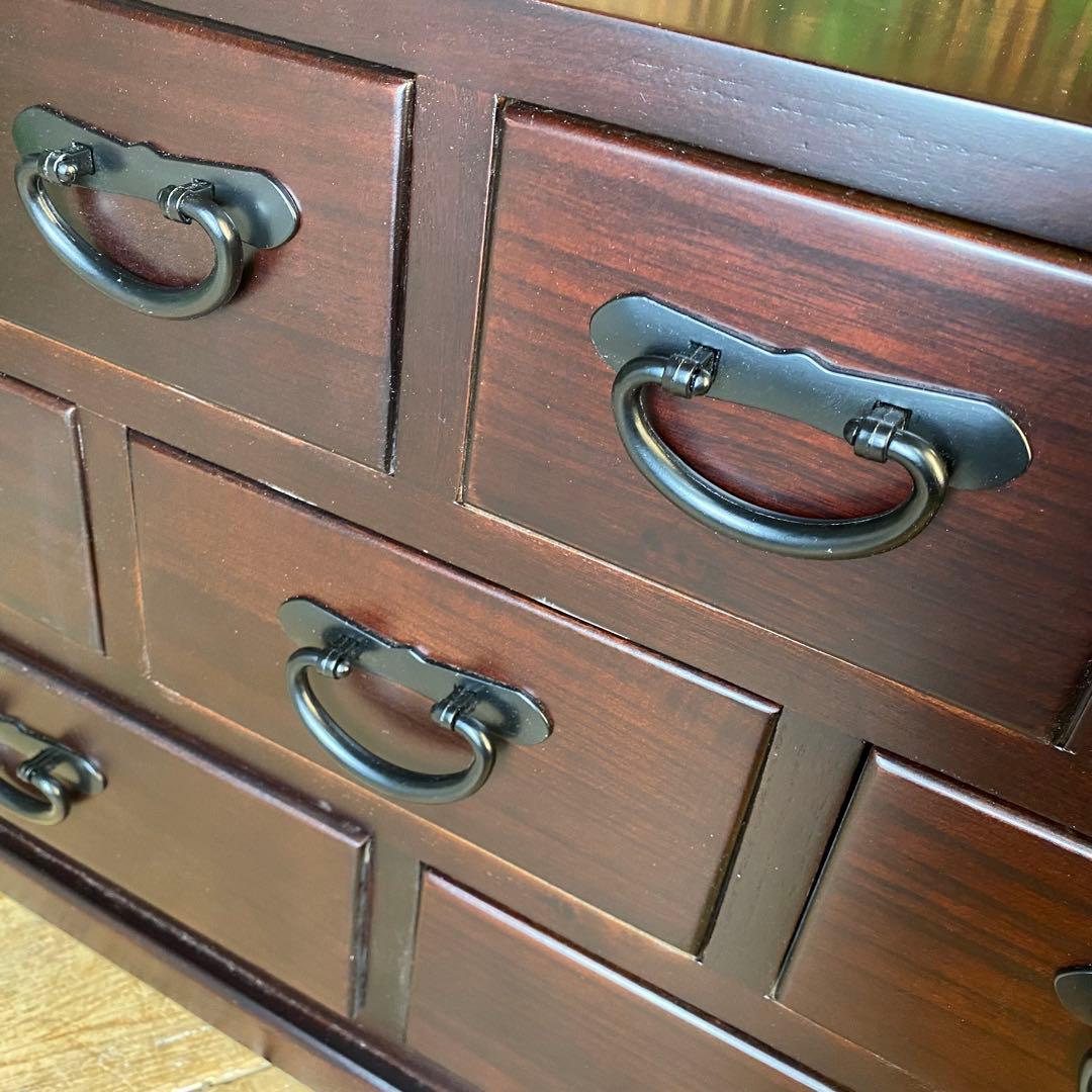 大幅値下げセール中！民芸家具桐無垢多引き出しチェスト二点セット木製多収納飾り棚