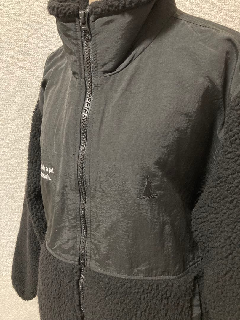 FR2 GOLF ボアフリース　刺繍ロゴ　バックプリント　切替　黒　ゴルフフェア