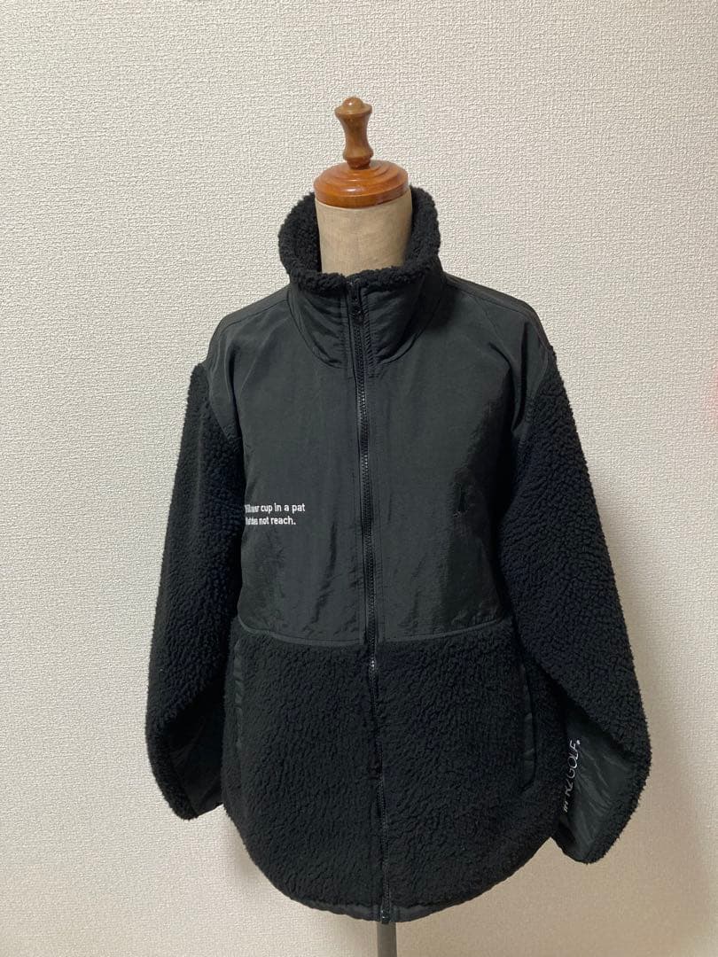 FR2 GOLF ボアフリース　刺繍ロゴ　バックプリント　切替　黒　ゴルフフェア