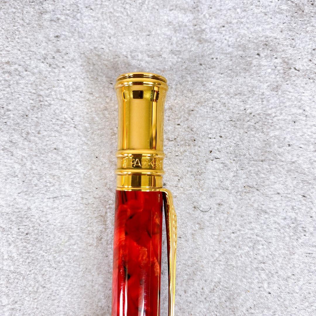 PARKER パーカー デュオフォールド 赤マーブル ゴールドカラーボールペン