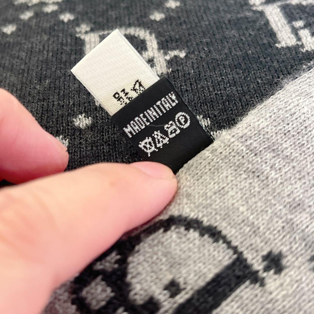 Christian Dior ロゴ トロッター ウールマフラーブラック