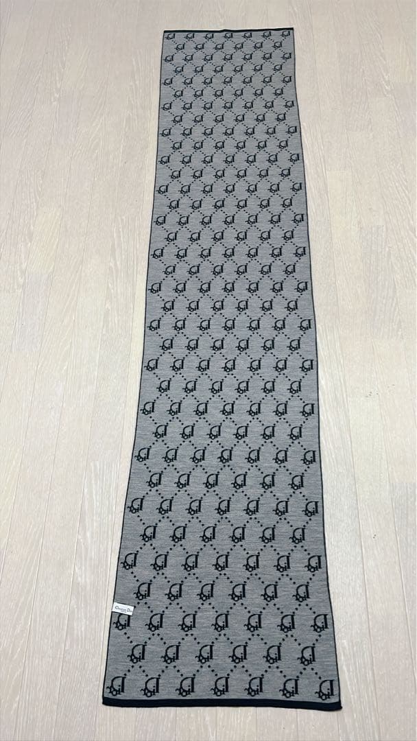 Christian Dior ロゴ トロッター ウールマフラーブラック