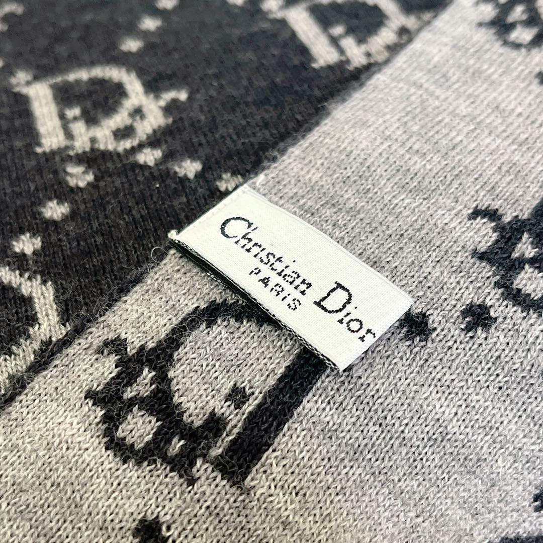 Christian Dior ロゴ トロッター ウールマフラーブラック