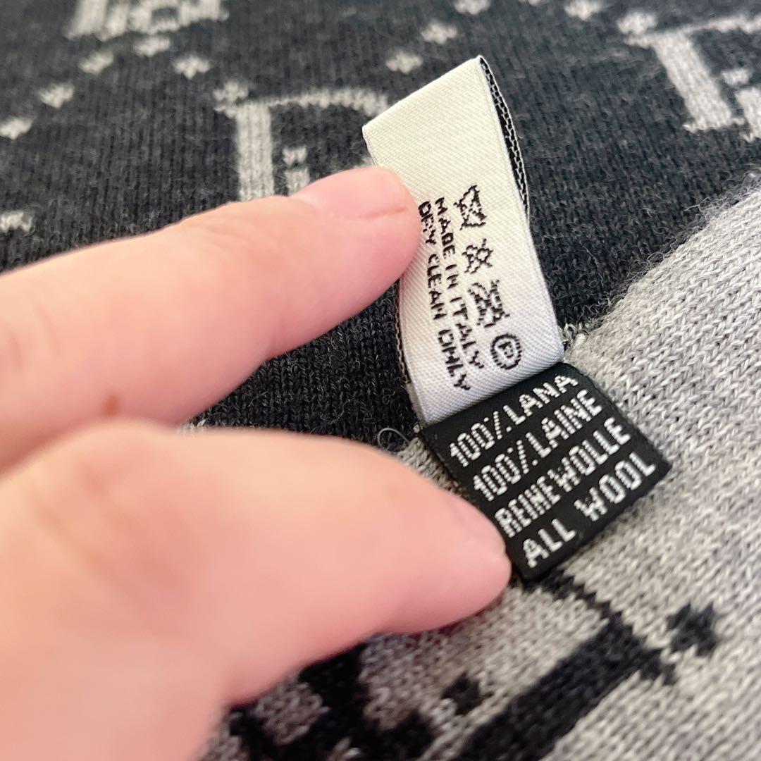 Christian Dior ロゴ トロッター ウールマフラーブラック