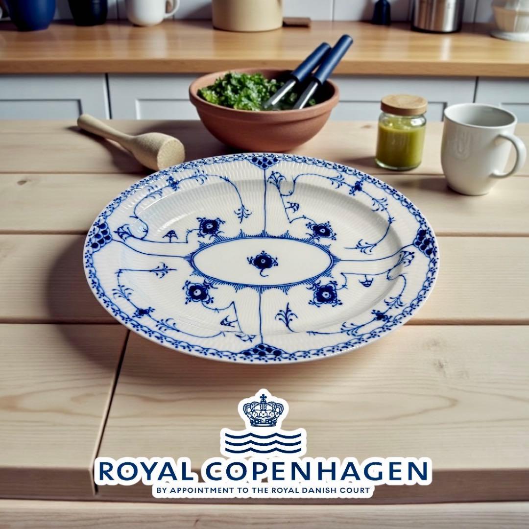 ロイヤルコペンハーゲン ブルーフルーテッド ハーフレース オーバルプレート 大皿