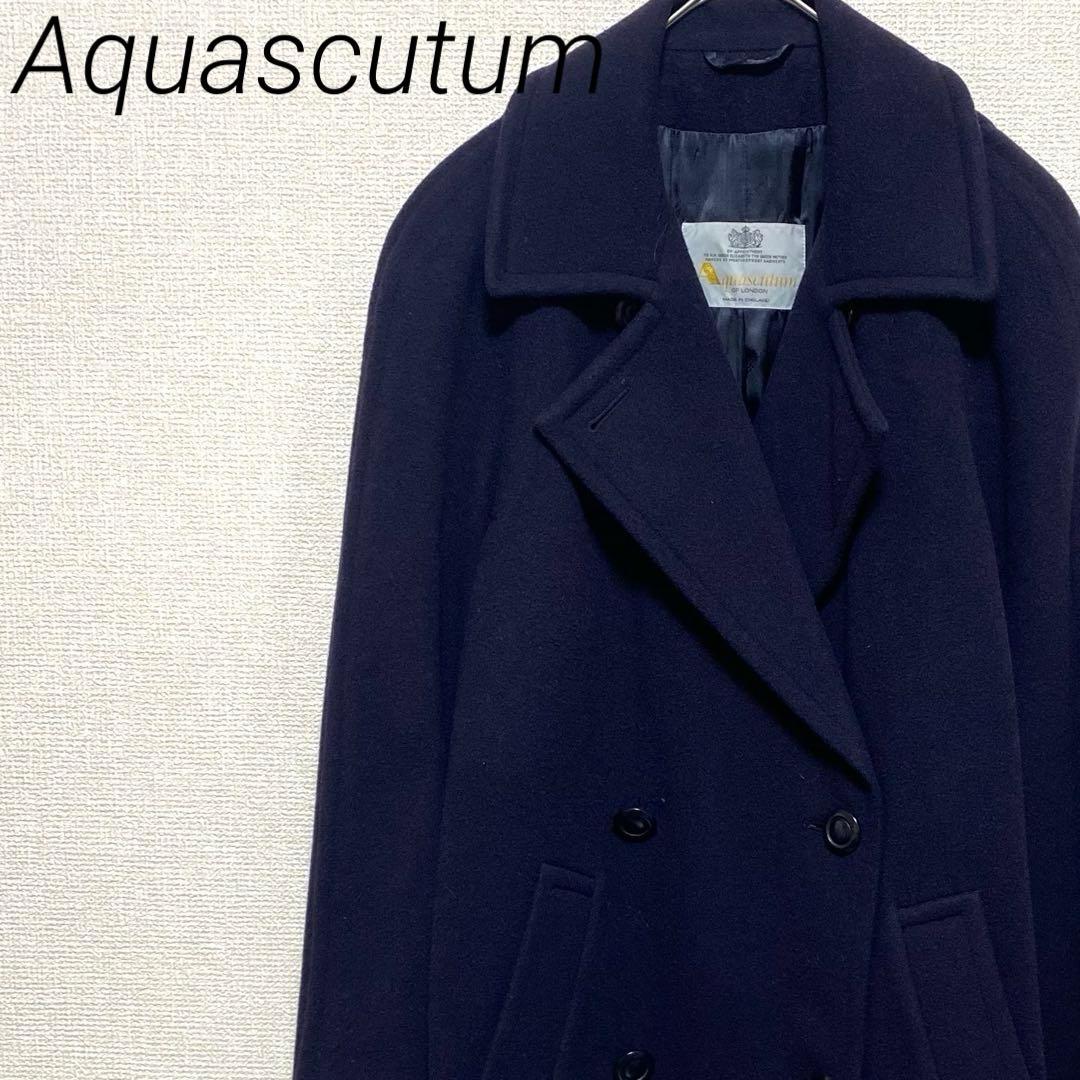 Aquascutum ロングコート ダブル ポケット付き 裏地付き ゆったり