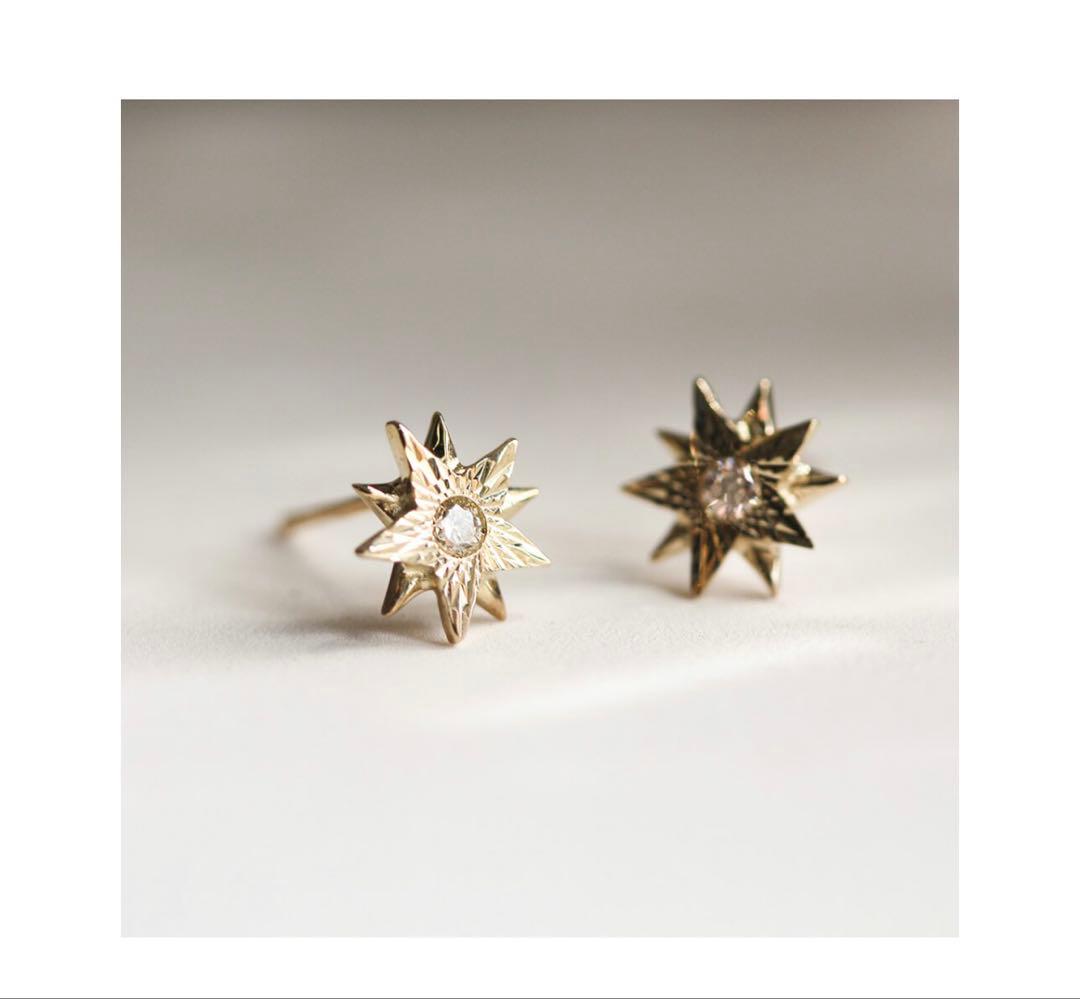 cuicuiK10YG ダイヤモンドピアス 星 0.06ct 定価33,000円