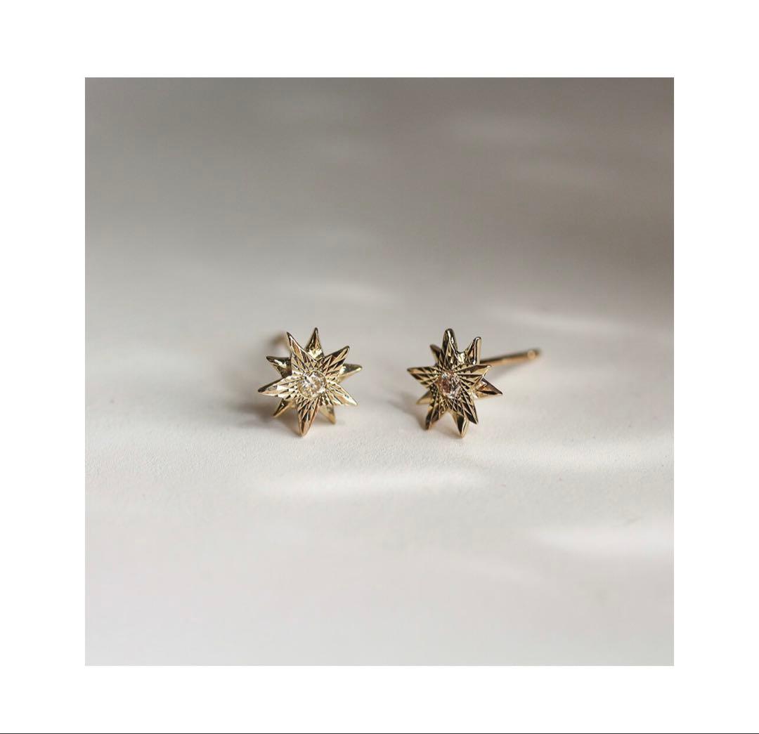 cuicuiK10YG ダイヤモンドピアス 星 0.06ct 定価33,000円