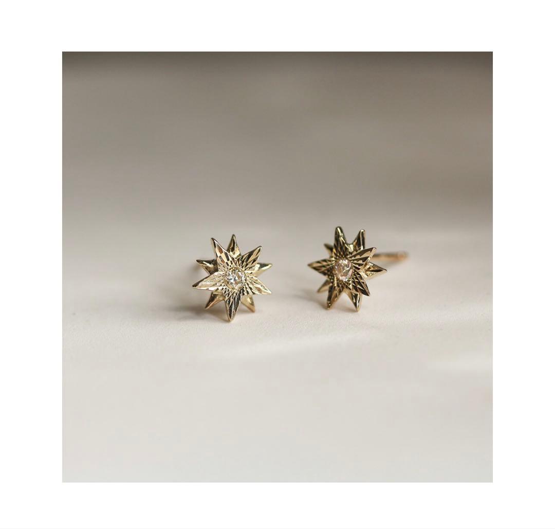 cuicuiK10YG ダイヤモンドピアス 星 0.06ct 定価33,000円