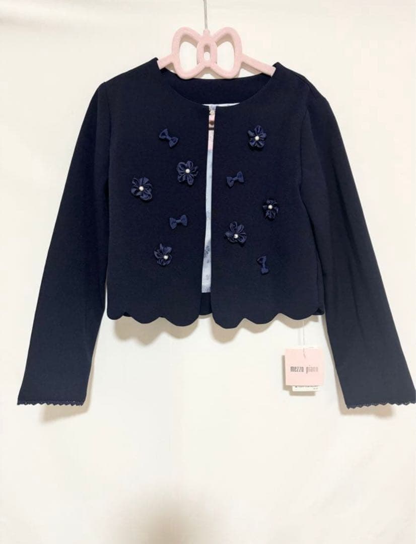 新品　メゾピアノ　裾スカラップジャケット 花　リボン　フォーマル　タグ付き