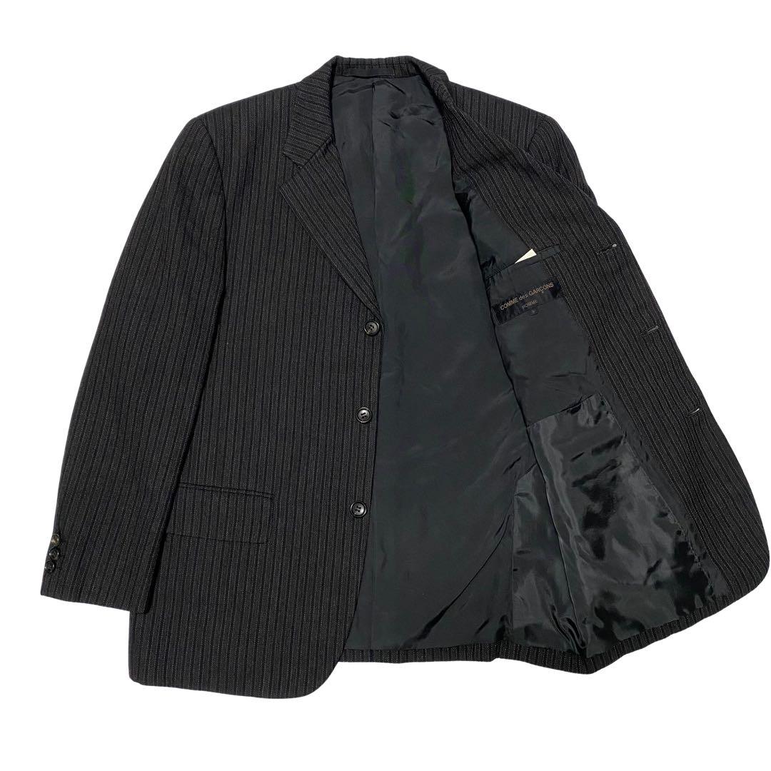 田中期　コムデギャルソンオム　セットアップ　ストライプ　メンズS ダークグレー