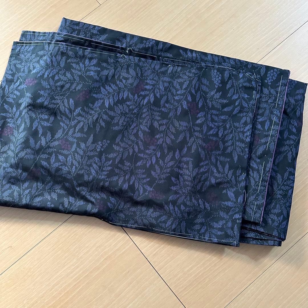 着物リメイク 大島紬からフリル襟の後ろボタンワンピース(M)