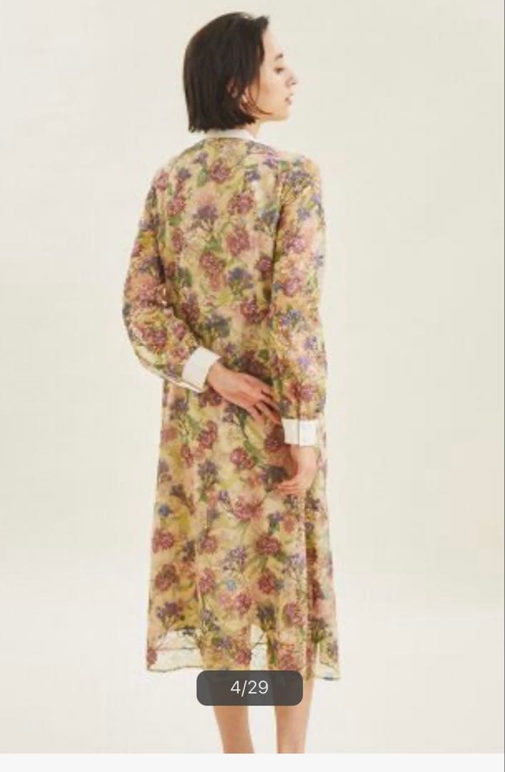 グレースコンチネンタル　ボタニカルプリント刺繍ドレス36