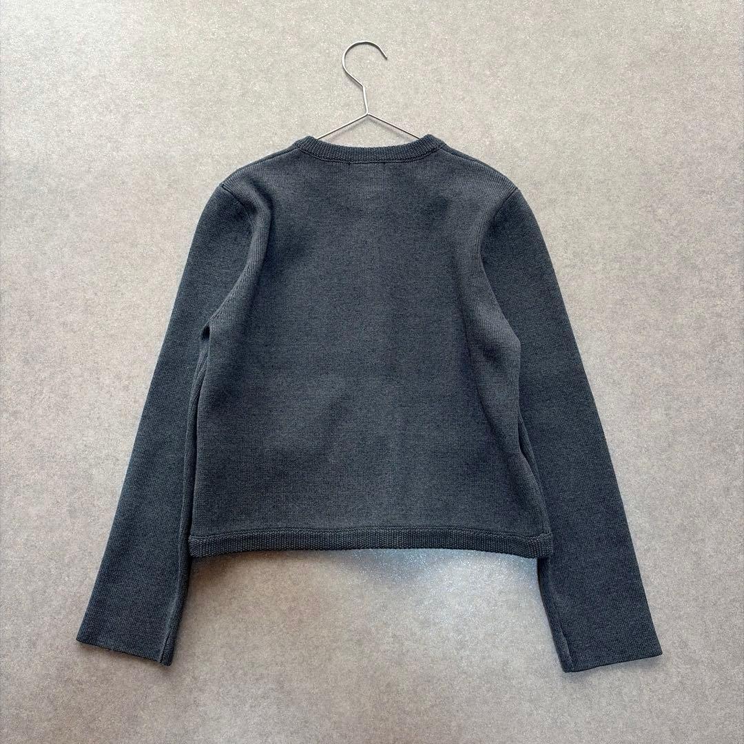 アニュアンス♡オリジナルボタンノーカラーニットジャケット グレー フリーサイズ