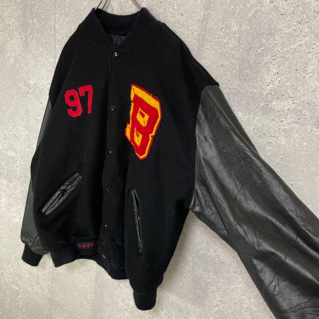 DeLong デロング　ウールスタジアムジャンパー　フェイクレザー　ブルゾン3X